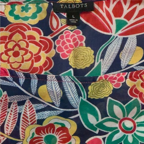 Talbots Floral Sheer Tunic Dress Cover-Up – Size Large Resort Beach Vaca Wear - Picture 5 of 8